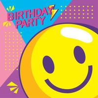 invitation à une fête d'anniversaire avec emoji vecteur