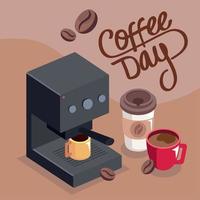 lettrage du jour du café avec machine