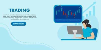 illustration vectorielle plane du concept de trading forex ou crypto monnaie pour modèle vectoriel premium avec mode paysage