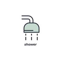 Le signe vectoriel du symbole de douche est isolé sur un fond blanc. couleur de l'icône modifiable.