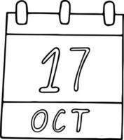 calendrier dessiné à la main dans un style doodle. 17 octobre. journée internationale pour l'élimination de la pauvreté, date la plus douce. icône, élément autocollant pour la conception. planification, vacances d'affaires vecteur