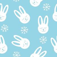 lapin et flocons de neige motif sans couture dessinés à la main. , minimalisme. textiles, papier peint, papier d'emballage imprimé bébé mignon vecteur