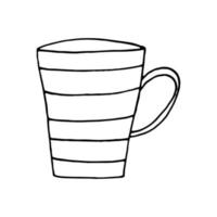 tasse à rayures dessinées à la main dans un style doodle vecteur