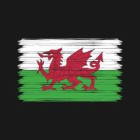coups de pinceau du drapeau du pays de Galles. drapeau national vecteur