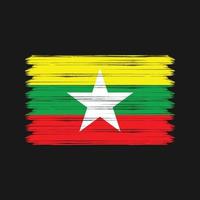 coups de pinceau du drapeau du myanmar. drapeau national vecteur