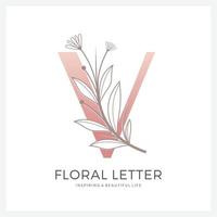 lettre v logo floral adapté à la beauté cosmétique et autre. vecteur