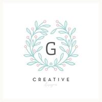 lettre g de logo floral de luxe pour les affaires de cosmétiques de beauté, invitation de mariage, boutique et autre entreprise vecteur