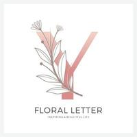 lettre y logo floral adapté à la beauté cosmétique et autre. vecteur