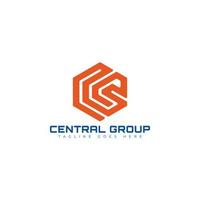 lettre initiale abstraite cg ou logo gc en couleur orange isolé sur fond blanc appliqué pour le logo de l'entreprise de construction commerciale également adapté pour les marques ou les entreprises ont le nom initial gc ou cg vecteur