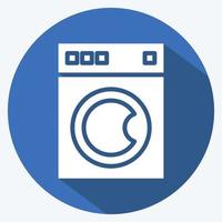 machine à laver icône. lié au symbole de lessive. style longue ombre. conception simple modifiable. illustration simple, bonne pour les impressions vecteur