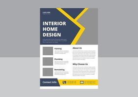 dépliant de design d'intérieur. conception de flyer immobilier, modèle de design d'intérieur de maison. couverture, affiche, format a4, conception de flyer. vecteur