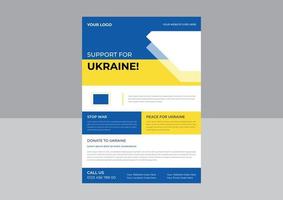 enregistrer le modèle d'affiche de flyer de soutien à l'ukraine pour le flyer, arrêter la guerre en ukraine. affiche de guerre ukrainienne. illustration vectorielle vecteur