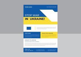 enregistrer le modèle d'affiche de flyer de soutien à l'ukraine pour le flyer, arrêter la guerre en ukraine. affiche de guerre ukrainienne. illustration vectorielle vecteur