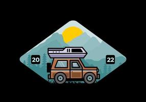 conception d'insigne d'illustration de camping de voiture de véhicule hors route vecteur