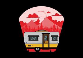 conception d'insigne d'illustration de camping-car en forme de larme vecteur