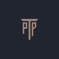 monogramme de logo initial pp avec conception d'icône de pilier vecteur