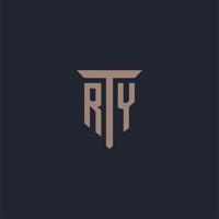 monogramme de logo initial ry avec conception d'icône de pilier vecteur