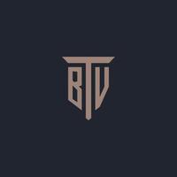 monogramme de logo initial bv avec conception d'icône de pilier vecteur