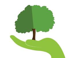 arbre dans la main logo éco écologie - illustration vectorielle vecteur