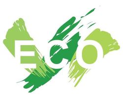 logo eco avec pinceau vert, vecteur d'écologie