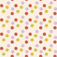 motif abstrait sans couture avec cercle jaune, rouge, rose et doodle bleu sur fond beige. pour le textile, le fond, l'emballage vecteur