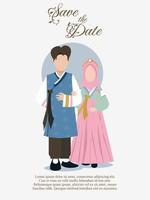 mariée portant un hanbok avec un style musulman islamique adapté à la carte d'invitation de mariage