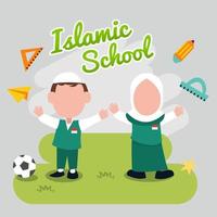 étudiant de l'école islamique adapté à l'illustration de l'éducation islamique vecteur