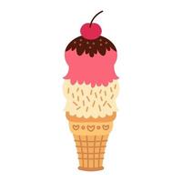 crème glacée dans un style cartoon lumineux. vecteur de glace dans de belles couleurs isolées