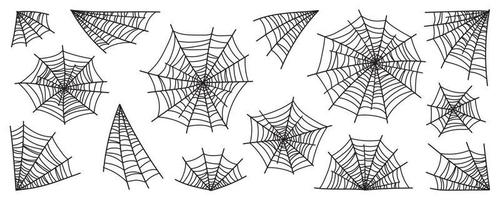 ensemble de toile d'araignée et décoration de toile d'araignée halloween pour la conception effrayante de toile d'araignée vecteur