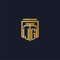 logo monogramme initial jg élégant avec un design de style bouclier pour les jeux de cabinet d'avocats muraux vecteur
