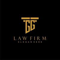 logo initial monogramme gg pour cabinet d'avocats avec conception de pilier vecteur