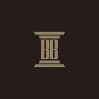 logo initial monogramme bb pour cabinet d'avocats avec conception de pilier vecteur