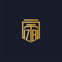 logo monogramme initial zb élégant avec un design de style bouclier pour les jeux de cabinet d'avocats muraux vecteur