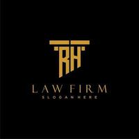 logo initial monogramme rh pour cabinet d'avocats avec conception de pilier vecteur