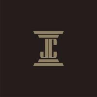 logo initial monogramme jc pour cabinet d'avocats avec conception de pilier vecteur