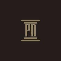 logo initial monogramme pq pour cabinet d'avocats avec conception de pilier vecteur