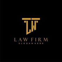 logo initial monogramme lw pour cabinet d'avocats avec conception de pilier vecteur
