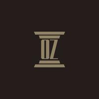 logo initial monogramme oz pour cabinet d'avocats avec conception de pilier vecteur