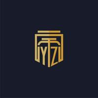 logo monogramme initial yz élégant avec un design de style bouclier pour les jeux de cabinet d'avocats muraux vecteur