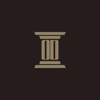 logo initial monogramme od pour cabinet d'avocats avec conception de pilier vecteur