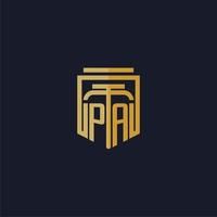 pa logo monogramme initial élégant avec un design de style bouclier pour les jeux de cabinet d'avocats muraux vecteur