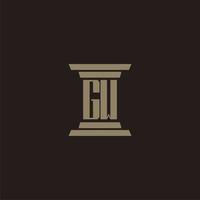 logo initial monogramme gw pour cabinet d'avocats avec conception de pilier vecteur