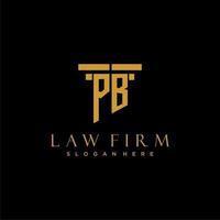 logo initial monogramme pb pour cabinet d'avocats avec conception de pilier vecteur