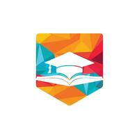 chapeau de graduation et modèle de logo vectoriel de livre. concept de logo de l'éducation.