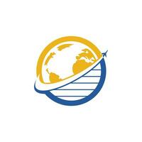 modèle de conception de logo vectoriel monde de voyage. avion et symbole ou icône du monde.