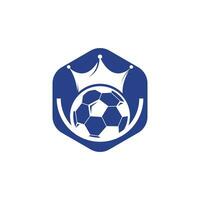 création de logo vectoriel de roi de football. conception d'icônes de football et de couronne.