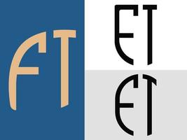 ensemble créatif de conceptions de logo ft lettres initiales vecteur