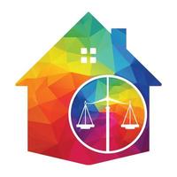 création de logo de maison de droit. logo du droit de la propriété, symbole de l'immobilier et du droit. vecteur