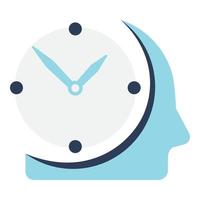 modèle de logo d'horloge de tête humaine. conception de concept de gestion du temps. vecteur