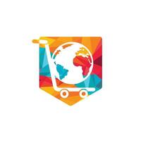 conception de logo de vecteur de panier d'achat de globe. concept de conceptions de logo de boutique en ligne.